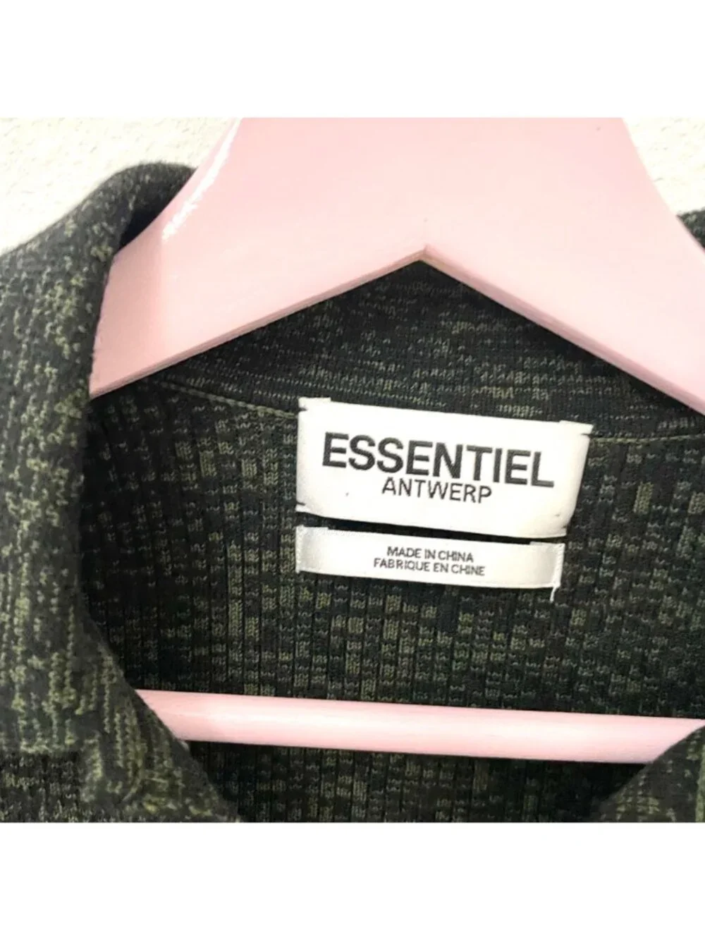 Essentiel Antwerp Khaki and Black Melange Ribbed Knit Sweater S Dark Academia